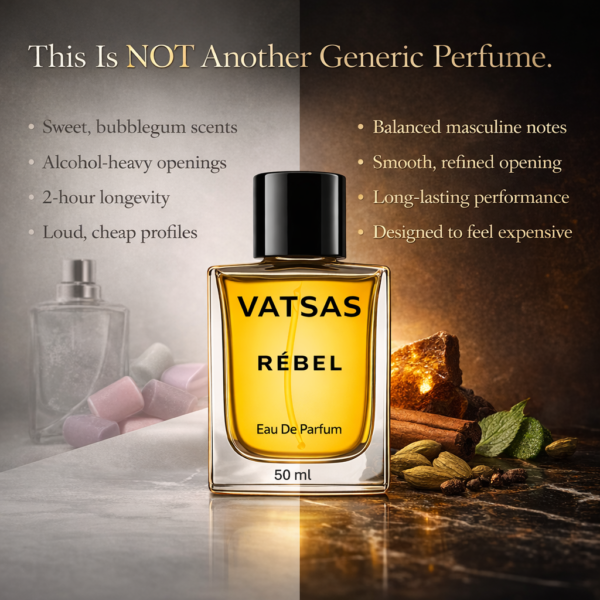 VATSAS REBEL Perfume Gift Set for Men | Body Spray 50ml + Car Hanging Diffuser 10ml