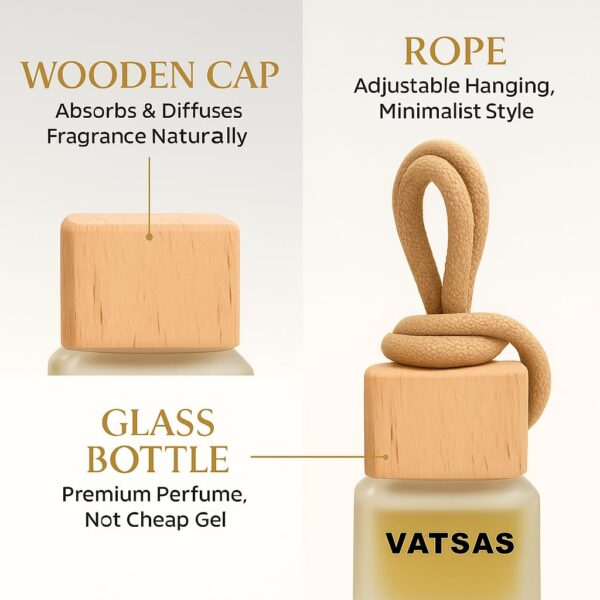 VATSAS REBEL Pack of 2 Car Hanging Perfume Diffuser Pod 10ml | Luxury Car Fragrance with Wooden Cap & Rope