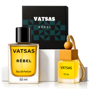 VATSAS REBEL Perfume Gift Set for Men | Body Spray 50ml + Car Hanging Diffuser 10ml