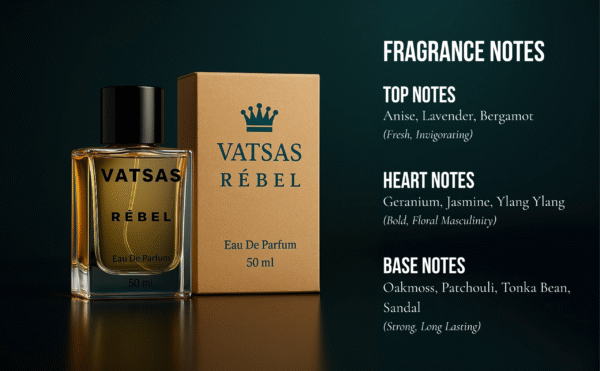 VATSAS RÉBEL Pack of 2 Men Eau De Parfum 50 ml Bottle | Long-Lasting Luxury Body Perfume Spray for Men