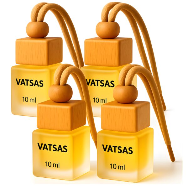 VATSAS REBEL Pack of 4 Car Hanging Perfume Diffuser Pod 10ml | Luxury Car Fragrance with Wooden Cap & Rope