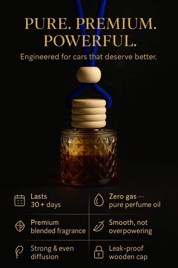 REBEL Luxury Car Perfume (8ml) | Long Lasting Hanging Car Freshener | Wooden Cap Diffuser Bottle | Premium Lavender & Sandal Aroma | Car Air Freshener for Men | Strong Yet Smooth Car