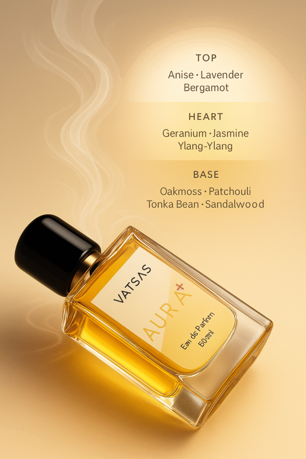 VATSAS Aura+ Men Eau De Parfum 50 ml Bottle | Long-Lasting Luxury Body Perfume Spray for Men