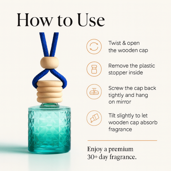 REBEL Luxury Car Perfume (8ml) | Long Lasting Hanging Car Freshener | Wooden Cap Diffuser Bottle | Premium Lavender & Sandal Aroma | Car Air Freshener for Men | Strong Yet Smooth Car Fragrance