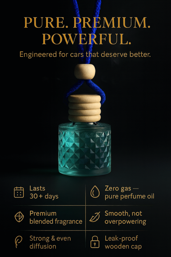 REBEL Luxury Car Perfume (8ml) | Long Lasting Hanging Car Freshener | Wooden Cap Diffuser Bottle | Premium Lavender & Sandal Aroma | Car Air Freshener for Men | Strong Yet Smooth Car Fragrance