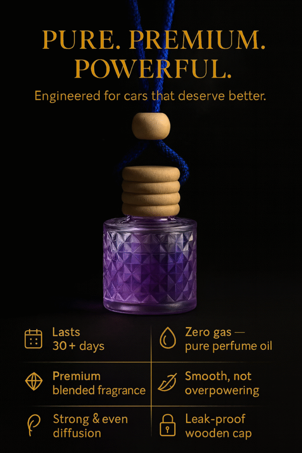 REBEL Luxury Car Perfume (8ml) | Long Lasting Hanging Car Freshener | Wooden Cap Diffuser Bottle | Premium Lavender & Sandal Aroma | Car Air Freshener for Men | Strong Yet Smooth Car Fragrance