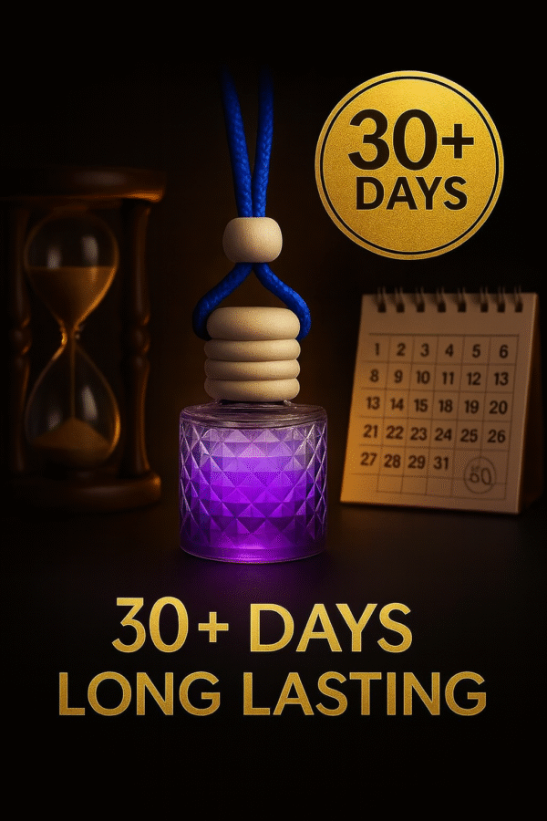 REBEL Luxury Car Perfume (8ml) | Long Lasting Hanging Car Freshener | Wooden Cap Diffuser Bottle | Premium Lavender & Sandal Aroma | Car Air Freshener for Men | Strong Yet Smooth Car Fragrance