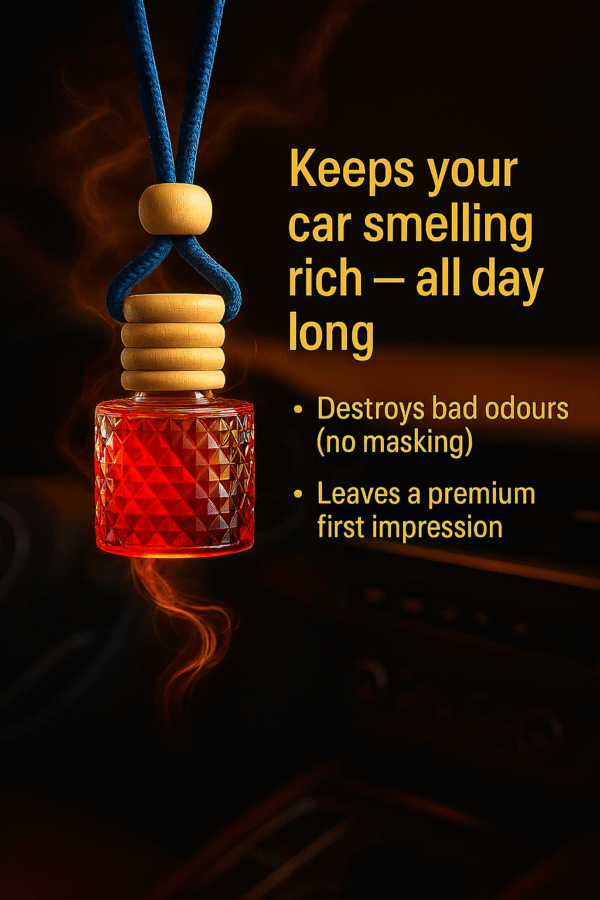 REBEL Luxury Car Perfume (8ml) | Long Lasting Hanging Car Freshener | Wooden Cap Diffuser Bottle | Premium Lavender & Sandal Aroma | Car Air Freshener for Men | Strong Yet Smooth Car Fragrance