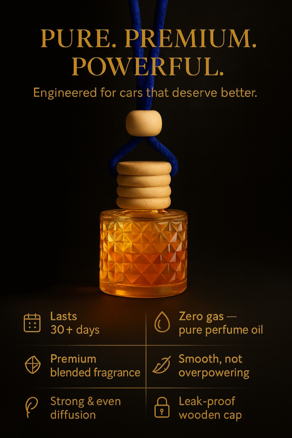 REBEL Luxury Car Perfume (8ml) | Long Lasting Hanging Car Freshener | Wooden Cap Diffuser Bottle | Premium Lavender & Sandal Aroma | Car Air Freshener for Men | Strong Yet Smooth Car Fragrance (Copy)