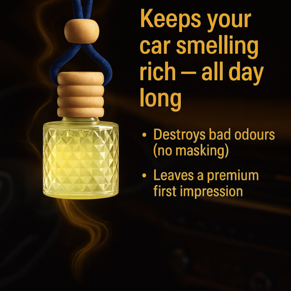 REBEL Luxury Car Perfume (8ml) | Long Lasting Hanging Car Freshener | Wooden Cap Diffuser Bottle | Premium Lavender & Sandal Aroma | Car Air Freshener for Men | Strong Yet Smooth Car Fragrance